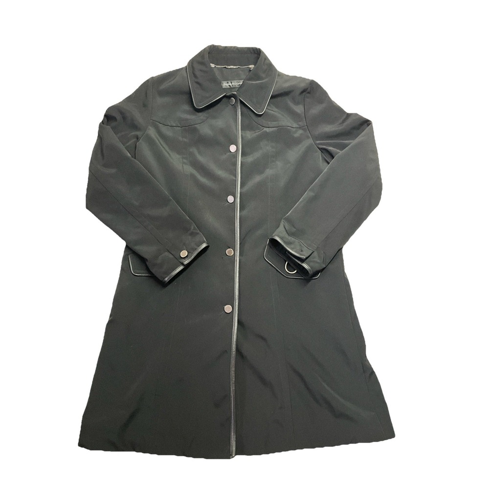 Dana Buchman Womens Black Long Sleeve Coat With Inner Cheetah Print Size M‎